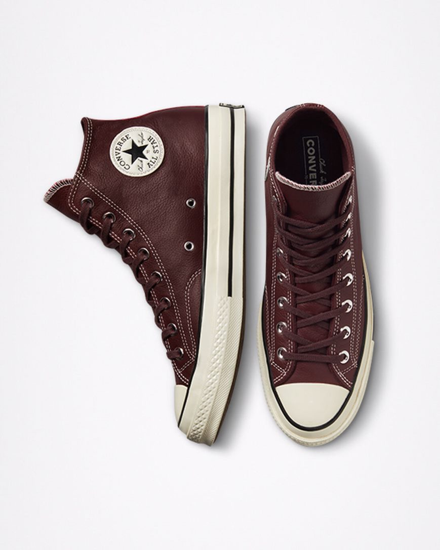 Tenisky Vysoke Converse Chuck 70 Kozene Seasonal Color Panske Bordove | SK 5QBYA2